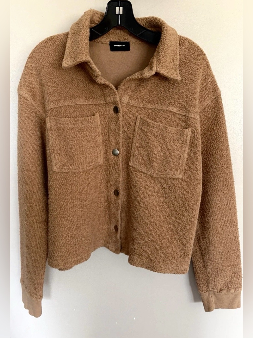 MONROW 100% Cotton Cozy Teddy Fleece Shacket Camel
XL